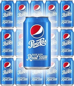 Pepsi Soda With Real Sugar, 12 Fl Oz Can (Pack of 15, Total of 180 Oz)