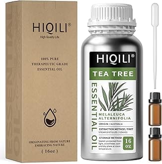 HIQILI 16 Fl Oz Tea Tree Oil, 100% Pure Natural Tea Tree Essential Oil for Skin, Hair, Toenail, Face - 500ML
