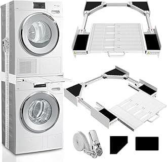Washer Dryer Stacking Kit, Universal Washer Dryer Stacking Kit with Pull-Out Sliding Plate, Adjustable 29"-21" Stacking Kit for Washer and Dryer with Ratchet Strap
