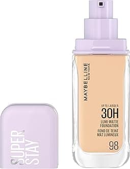 Maybelline New York, Super Stay Lumi-Matte Liquid Foundation, 30hr Longwear formula, Light as Air, Waterproof, Sweatproof, Luminous Matte Finish, Sh - 98