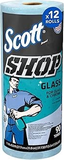SCOTT Glass Towels, 1-Ply, 8.6" x 11", Blue, 90 Sheets/Roll, 12 Rolls/Carton