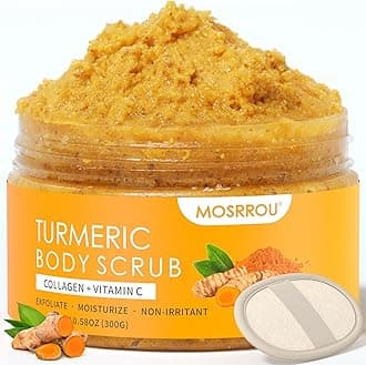 Turmeric Body Scrub Vitamin C Exfoliating Body Scrub With Collagen And Coconut Oil Body Exfoliator Dead Skin Remover Smooth And Hydrated Natural Scrub For Butt Bikini Area With Loofah