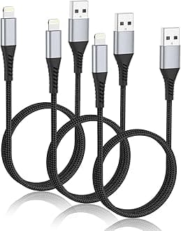 2FT iPhone Charger Cable, 3Pack USB to Lightning Cable for Car Braided, Fast Charging Lightning Cord for iPhone 14 13 12 11 Pro Max Mini 10 8 7 Plus XR XS SE, iPad