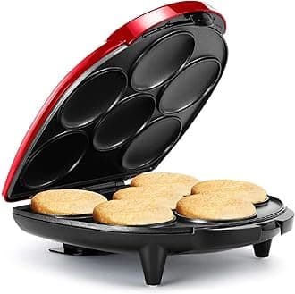 Holstein Housewares Non-Stick Arepa Maker, Makes 6, Metallic Red