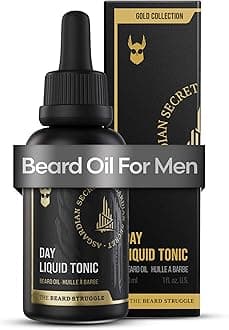 Day Liquid Tonic Beard Oil - Gold Collection, Asgardian Secret - Beard Oil for Men - Moisturize, Softens Hair, Reduces Itch - Day Time Beard Growth Oil (1 Fl oz)