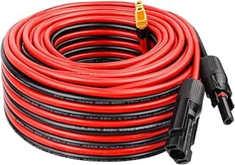 Solar to XT60 Extension Cable 10AWG 50FT Solar Connector to XT60 Adapter Cable for Solar Panel to Portable Power Station Solar Generator Battery Pack