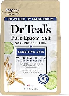 Dr Teal's Epsom Salt Magnesium Soak, Sensitive Skin with Colloidal Oatmeal & Cucumber Extract, 3 lbs