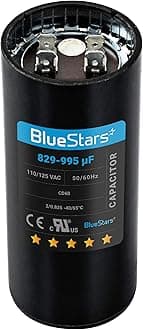 [UL Certified] BlueStars 829-995 uF MFD 110-125 VAC ±20% Round Motor Start Capacitor 50/60 Hz AC Electric Motor Applications - Replaces 6FLL8 PMJ829 CAP-829-110 CON-829-110