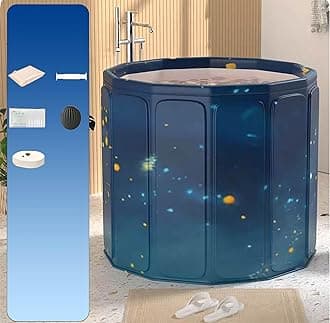 AYES Foldable Soaking Bathtub - Non Inflatable, Quick Expand Bath Tub for Adult Cold Water Therapy Training, Outdoor Freestanding Ice Plunge Tub for Shower SPA (Fairy Tale Stars, 70 x 70 x 65 cm)