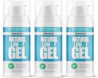 ANDROGENESIS Natural Low-T Support Gel - T Booster for Men - Muscle Recovery, Energy Booster, Healthy Aging Blue 3 12.0 Fl Oz