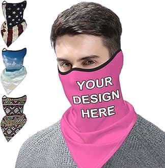 YHPHRTA Custom Neck Gaiter Balaclava Face Mask Cover Ears Personalized Sports Scarf Add Image Text for Men Women, Black
