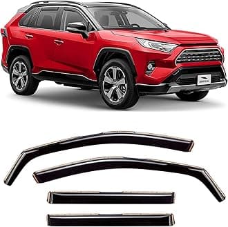 Voron Glass in-Channel Extra Durable Rain Guards for Toyota RAV4 2019–2025, Window Deflectors, Vent Window Visors, Dark Smoke, 4-Piece Set - 200555