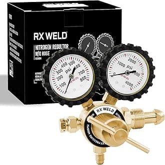 RX WELD Nitrogen Regulator with 0-800 PSI, CGA580 Inlet, Delivery Pressure Equipment Brass Inlet Outlet Connection Gauges