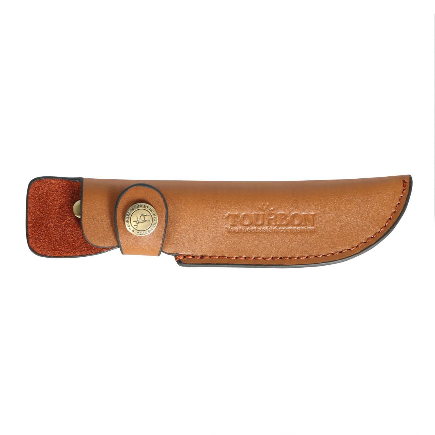 Leather Fixed Blade Knife Sheath with Snap Closure Fits Blades Up to 4-inch (Dark Brown)