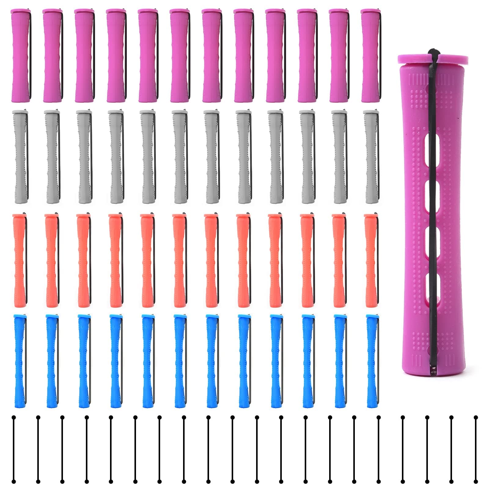 96PCS Cold Wave Rod Hair Curling Rollers Cold Wave Rods Plastic Perm Rods for Straight Curly Natural Hair Hairdressing Styling (4 Sizes)