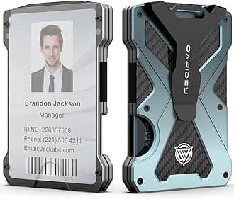 Minimalist Wallet for Men- Slim Aluminum Metal Money Clip Wallet with Transparent Window ID Card Holder, RFID Blocking, Holds up 15 Cards with Cash Clip, Gradient Grey, Minimalist