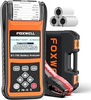 FOXWELL Car Battery Powered Load Tester for 6V 12V 24V Cranking and Charging Start-Stop System Test Tool BT780 Auto Batteries Analyzer with Built-in Thermal Printer & Carrying Case (Black)