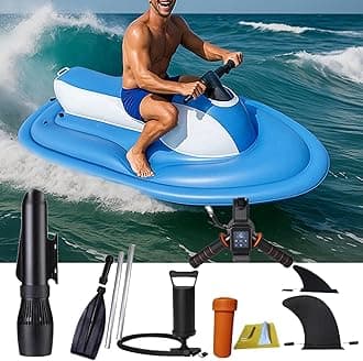 Foldable 2-In-1 Electric Inflatable Jet Ski & Diving Underwater Scooter W/ 500w 60 Mins Brushless Motor,10000mah Battery - 9km/H For Adults And Kids Sea Diving Swimming Equipment ,WhiteWiththruster