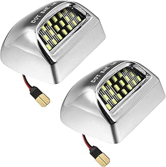 LESAUCE Full LED License Plate Light Chrome Housing Tag Lamp Assembly Replacement for Chevy Silverado 1500 2500 3500 Suburban Tahoe GMC Sierra Yukon XL, 6000K White, Pack of 2