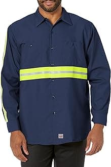 Red Kap Men's Long Sleeve Enhanced Visibility Industrial Work Shirt Work Utility Button Down Shirt (Pack of 1)