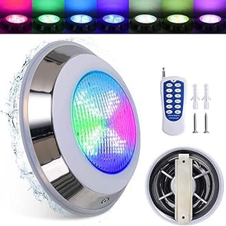 LED Pool Light with Remote Control for Inground Pools, AC 12V 18W RGB Dimmable Submersible Pool Lights Underwater Color Changing IP68 Swimming Pool Light