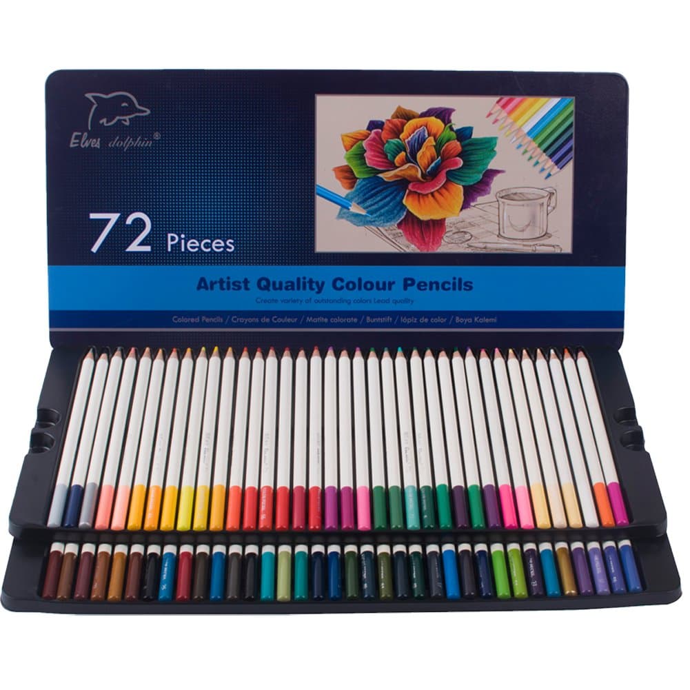 72-Pack Colored Pencils with Tin Case,Great Art School Supplies For Kids & Adults Coloring Books,Soft Core Colored Pencils