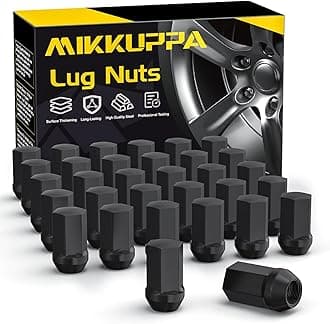 MIKKUPPA 32pcs M14x1.5 Lug Nuts - Replacement for 2008-2024 Chevy Silverado GMC Sierra 2500 3500, 2012-2024 Ram 2500 3500 OEM Wheel, Black 1.75" H 7/8" Hex Closed End One-Piece Design Tire Lug Nuts