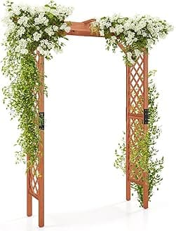 Giantex 7FT Wood Garden Arbor Trellis, Wedding Arch for Outdoor Patio Birthday Bridal Party Prom Decoration, Garden Trellis Pergola Arbor for Climbing Plant Rose Vines