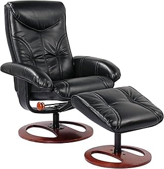 Newport Black Swivel Recliner and Slanted Ottoman