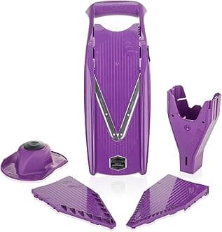 BörnerV5 (V) Power Mandoline Vegetable/Fruit Slicer Cutter Chopper + Safety Holder (Purple)