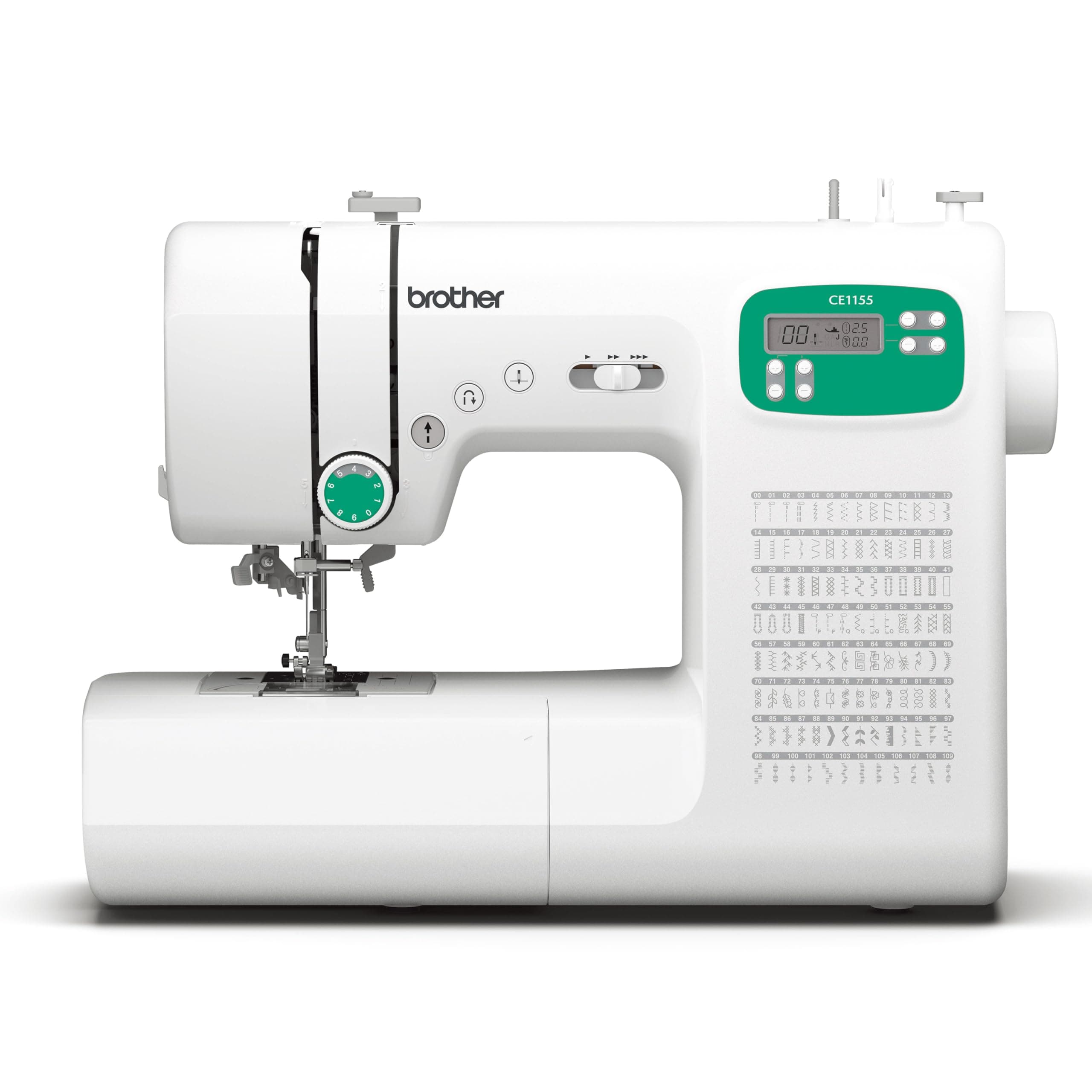 CE1155 Computerized Sewing Machine, 110 Built-in Stitches, LCD Display, 7 Included Feet