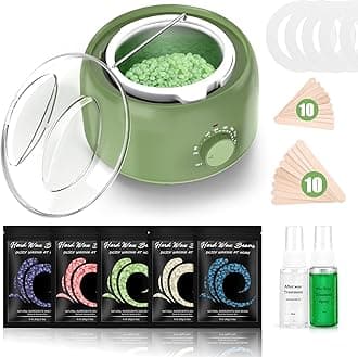 Waxing Kit - Wax Warmer for Hair Removal, Hard Wax Kit with 14oz 5 Bags Hard Wax Beans for Full Body, Legs, Face, Eyebrows, Bikini, Brazilian Waxing Kit for Women Men