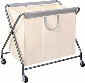 STORAGE MANIAC 160L Collapsible Laundry Hamper with Wheels, Rolling Laundry Basket, Heavy Duty Cloth Sorter with Removable Bag, Folding X Frame Clothes Organizer Cart for Easy to Store, 3 Section