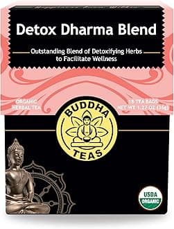 Buddha TeasBuddha Teas - Organic Detox Dharma Blend - Herbal Tea - For Health & Wellbeing - With Antioxidants & Minerals - Clean Ingredients - Caffeine Free - OU Kosher & Non-GMO - 18 Tea Bags (Pack of 1)