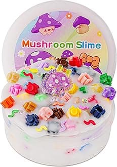 OkaybeeMushroom Rainbow Block Bead Slime, Clear Slime for Children, Slime Party Gifts, Sensory Slime Toy, Easter, Halloween, Christmas, Gift for Girls and Boys