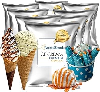 AussieBlends Premium Vanilla Ice Cream Mix For Soft Serve, Rolled Ice Cream, Gelato, Liquid Nitrogen, 8-Pack, Imported, Uncomparable creaminess.