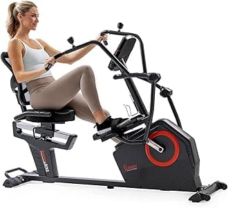 Elite Recumbent Cross Trainer & Elliptical Machine with Arm Exercisers for Home Arm/Leg Training, Easy Adjust Seat & Mesh Backrest, Free SunnyFit App Bluetooth Connectivity