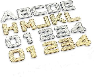 Custom Car Emblem 3D Chrome Metal Letters Number 5 Pieces Car Badges of Front Grill Hood Emblem Side Tailgate Letters Sticker Black Silver Compatible with Automobile, Motorcycle, Truck (Style C)