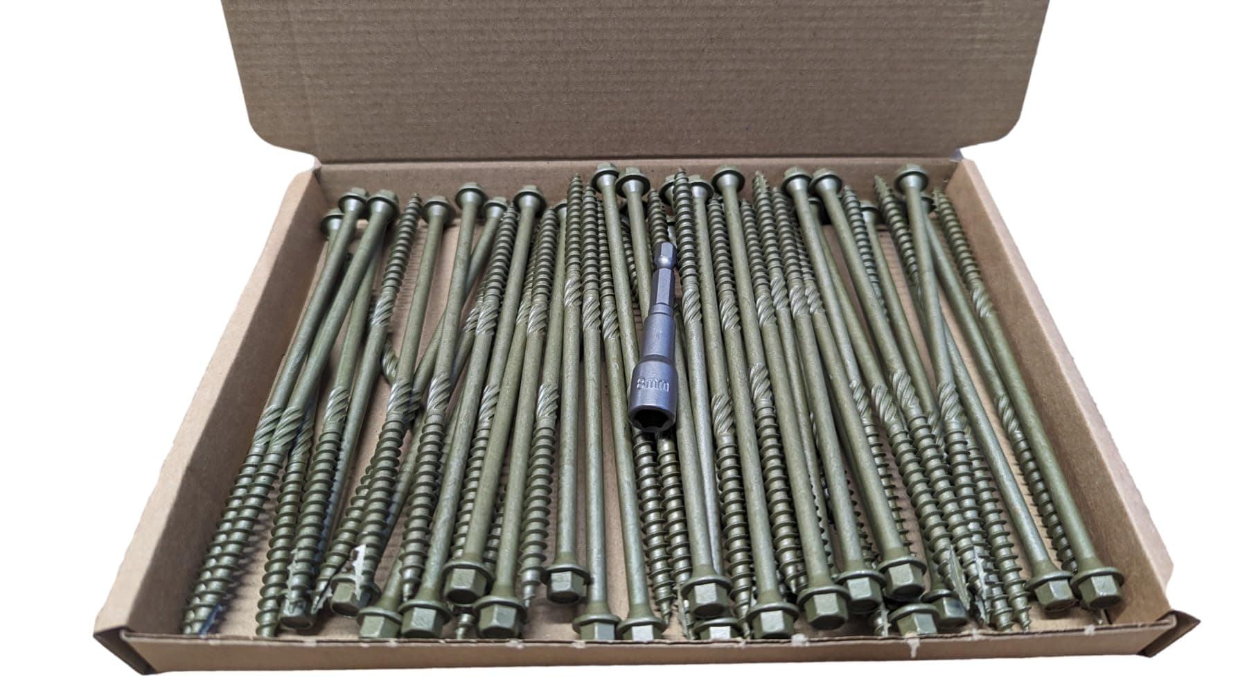 Box 50 - AJFixings Timber Hex Head Exterior Green Decking Frame Fixing Screws (125mm)