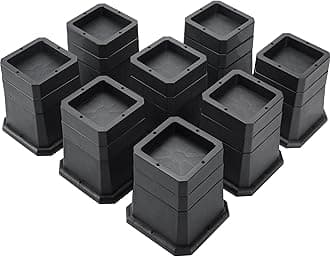 BTSD-home Adjustable Bed Risers 2,3 or 4 Inch Heavy Duty 8 Pack Furniture Risers Dorm Bed Risers Table Desks Legs Blocks Black