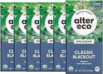 Alter Eco | Dark Chocolate Bars | Pure Dark Cocoa, Fair Trade, Organic, Non-GMO, Gluten Free (6-Pack Classic Blackout)
