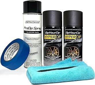 HyperDip Peelable Emblem Car Paint Kit - DIY Set with Cans of Automotive Spray Paint, Removable Auto Paint Kit Protection & Color for Car Badges, Brass Monkey Automotive Paint