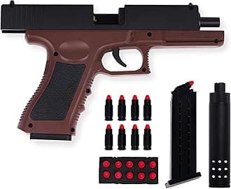 Gex Shooting Game Toy Guns for Kids & Adults Soft Bullets Blaster Gun Pistol with Foam Darts Jump Ejecting Mag Indoor Outdoor Play Toys (Minimum Age 10 Years)