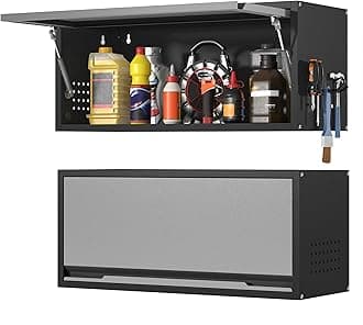 Metal Wall Cabinet, Garage Wall Cabinet with Up-Flip Door, 31.5" Wall Mounted Metal Storage Cabinet for Kitchen,Garage,Basement,Warehouse Assembly Required-31.5" W*12.6 D*13.8 H