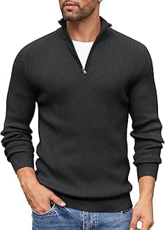 DENIMHOLICMen High Neck Zipper Full Sleeve Cotton Knitted Winter Sweater