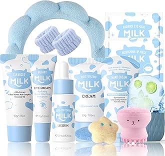 13PCS Milk Skincare Set for Kids & Teens, Complete Kids Skin Care Set for Girls Ages 8-12, Skin Care for Kids Girl 10-12, Skin Care Set for Teens, Face Care Kit Gentle, Nourishing, All Skin Types