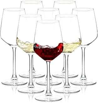 SHYRC Wine Glasses Set of 8, 12oz Clear Red/White, Long Stem Wine Glasses for Party, Wedding and Home