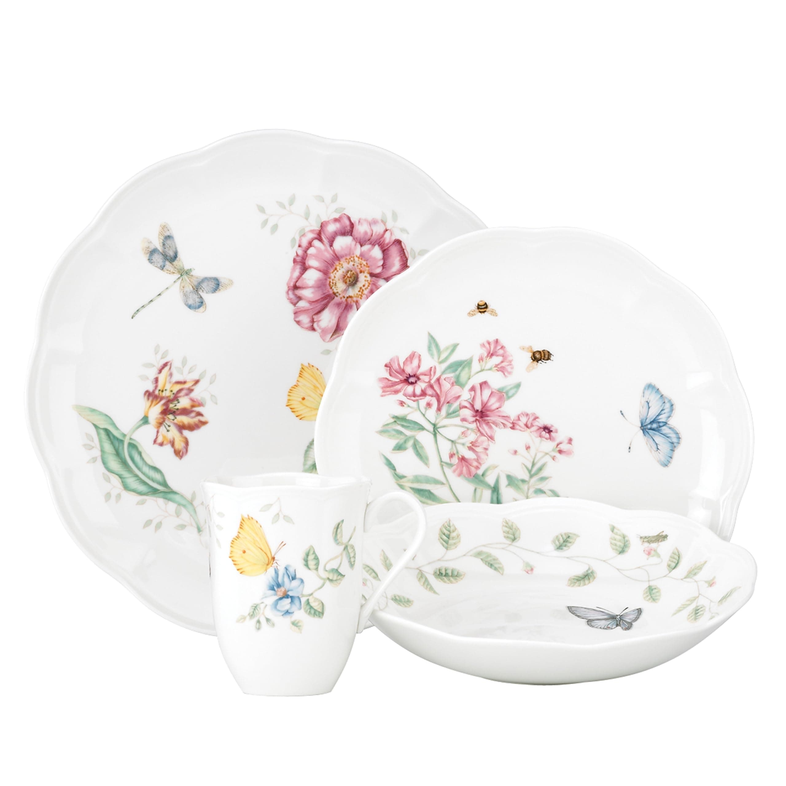 817044 Butterfly Meadow 4-Piece Place Setting,White