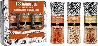 Soeos Spice Seasoning Set of 3, 5.2oz(146g), With Integrated Grinders, Salt and Pepper Grinder Set, Pure and Fresh Perfect for BBQ Seasoning Gift Set, Grilling Spice, Herb, Spice & Seasoning Gifts