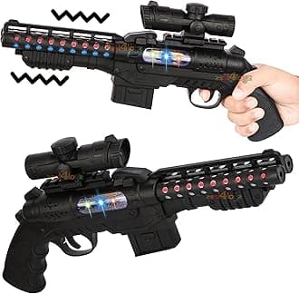 Zest 4 Toyz Light and Sound Musical Double Barrel Pistol Gun Toy with Vibration and Laser - Double Barrel Shot Gun Toy for Boys - Black